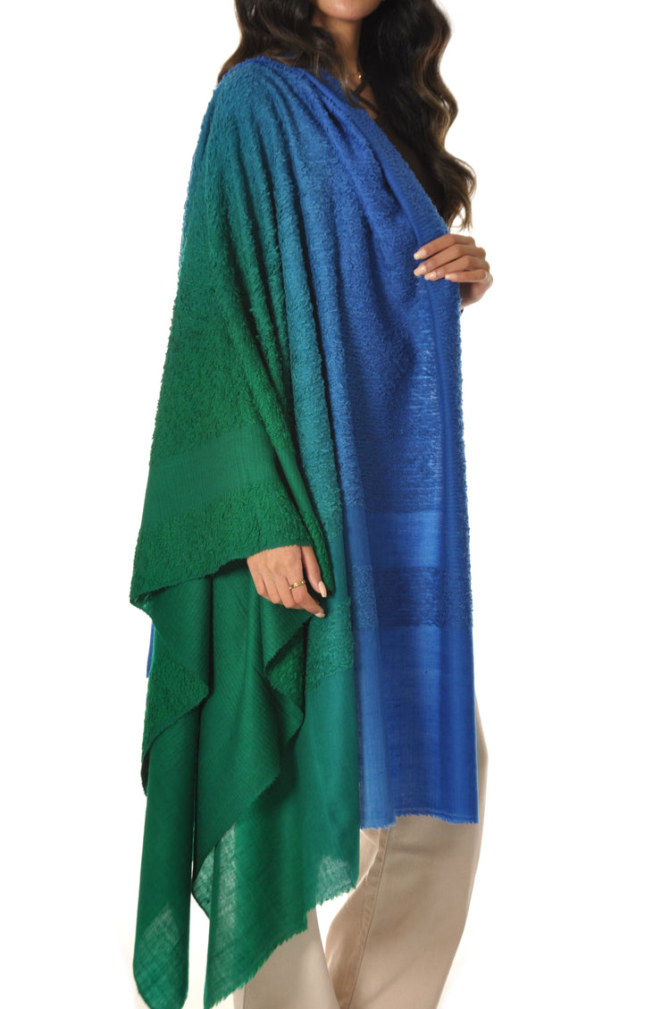 Ombre Towel Pashmina - Blue to Green