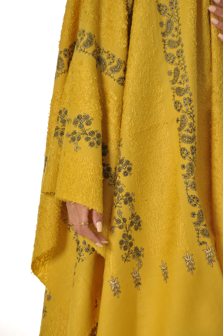 Embroidered Towel Pashmina - Yellow