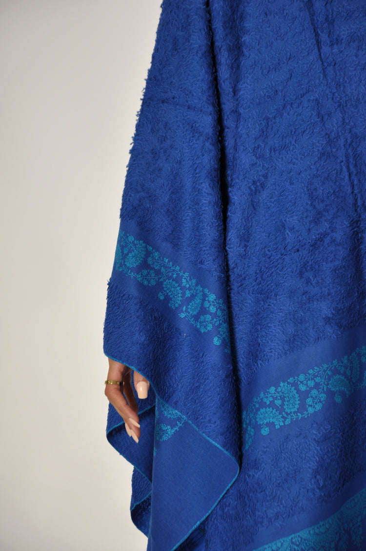 Embroidered Towel Pashmina - Blue