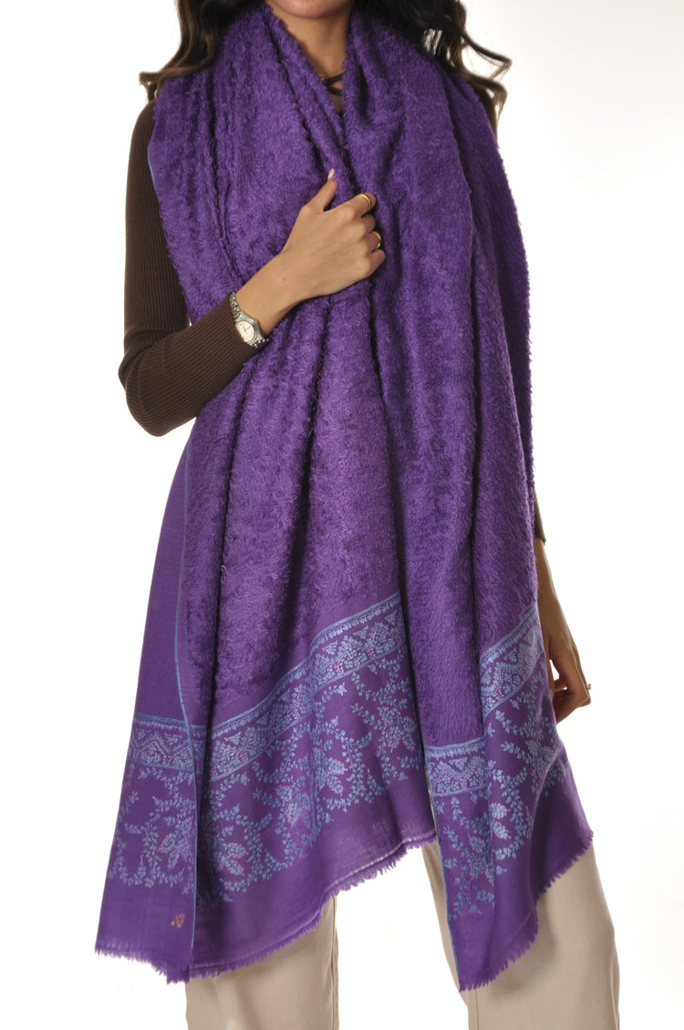 Embroidered Towel Pashmina - Purple