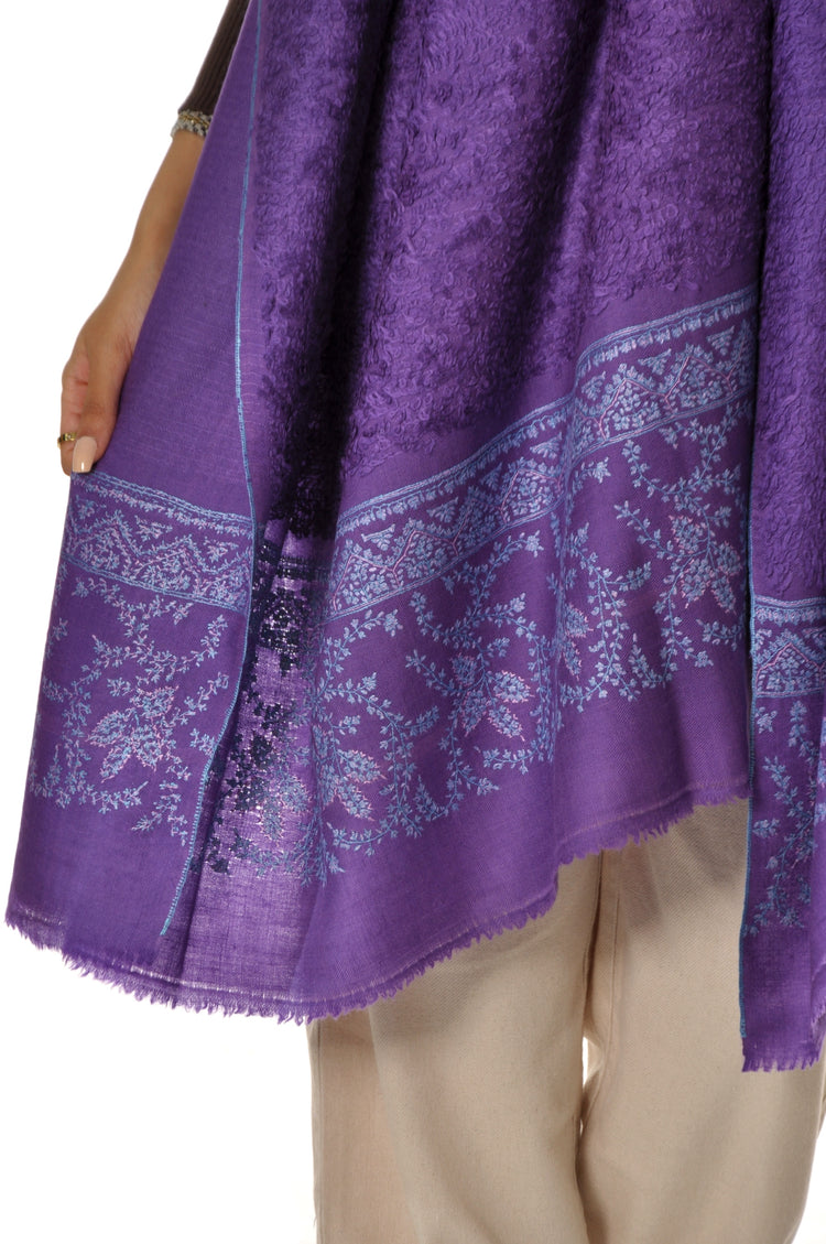 Embroidered Towel Pashmina - Purple