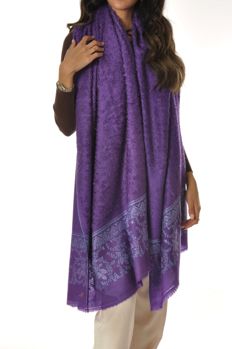 Embroidered Towel Pashmina - Purple