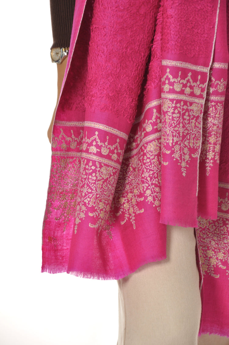 Embroidered Towel Pashmina - Hot Pink