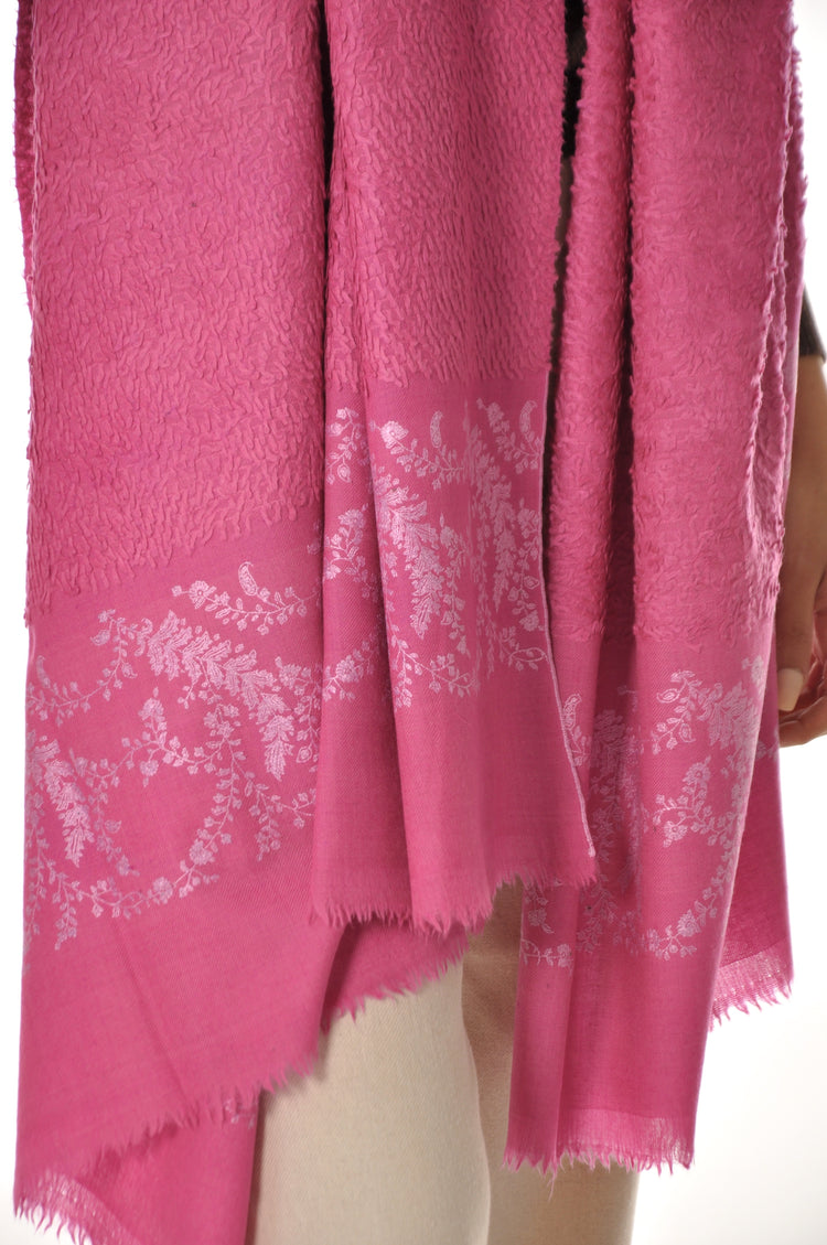 Embroidered Towel Pashmina - Pink