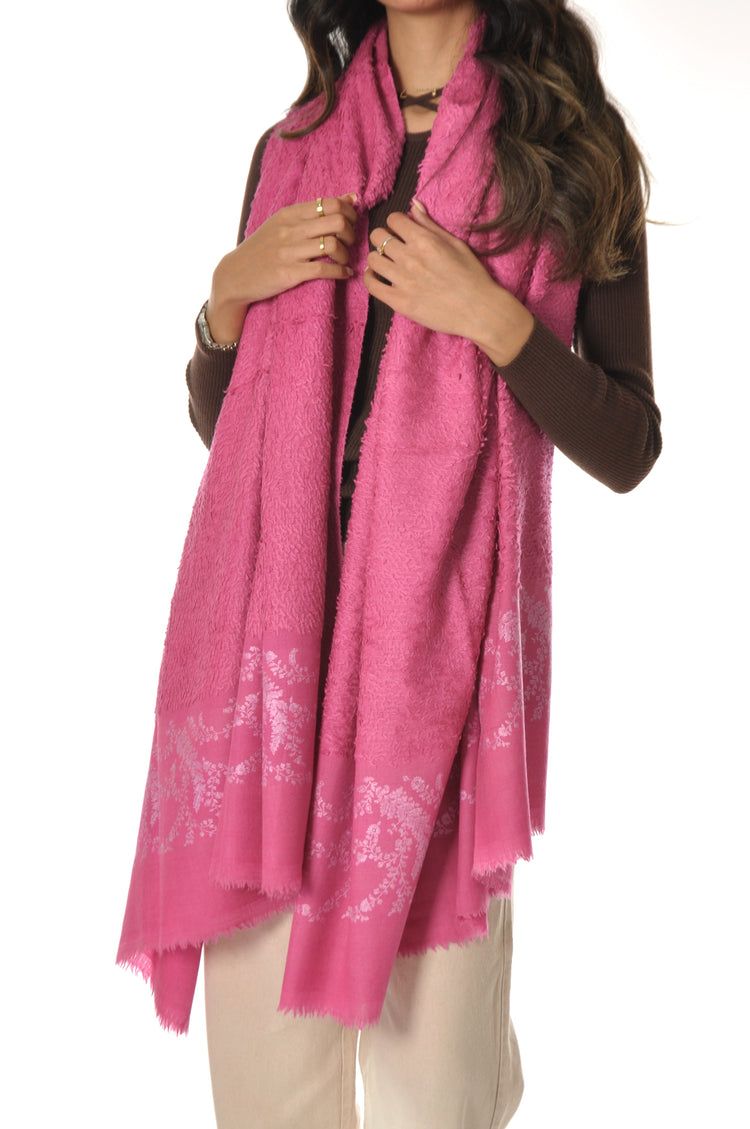 Embroidered Towel Pashmina - Pink