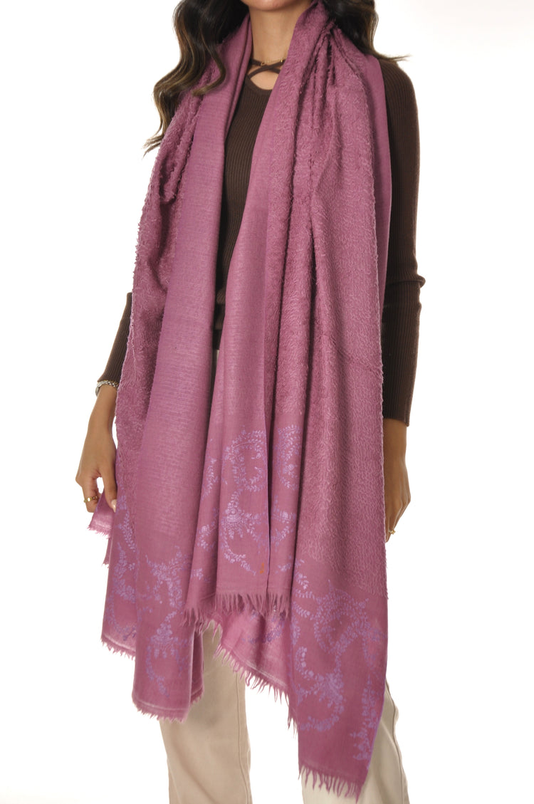 Embroidered Towel Pashmina - Light Purple