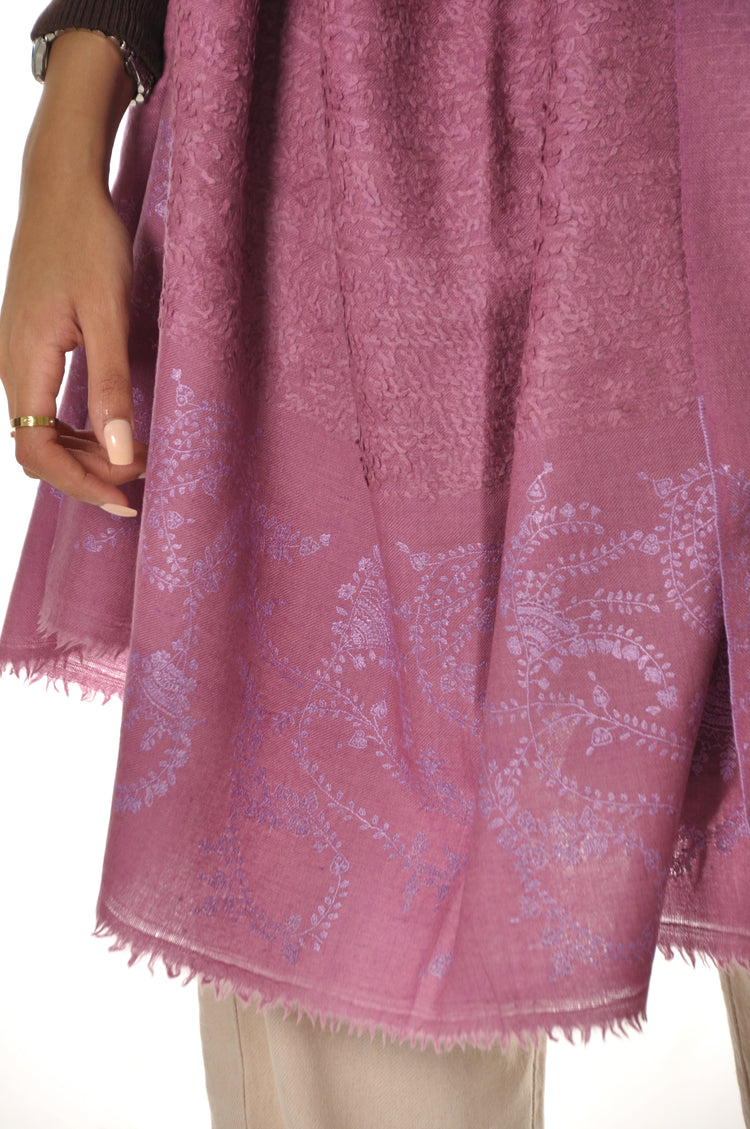 Embroidered Towel Pashmina - Light Purple