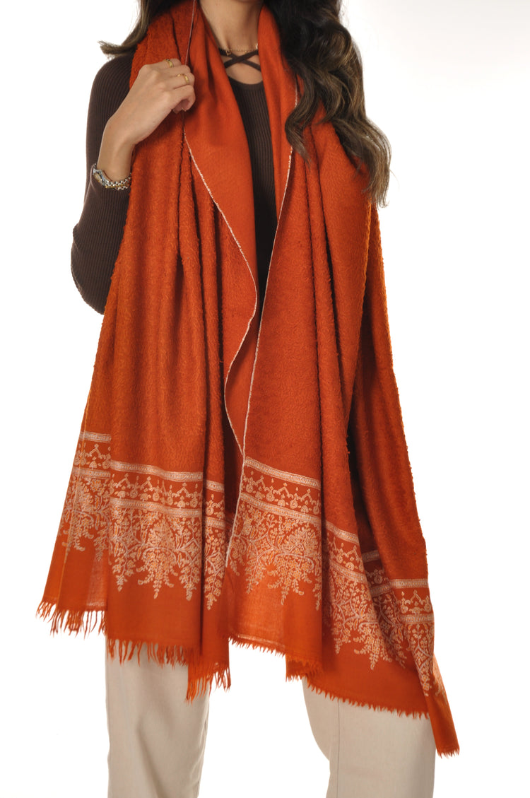 Embroidered Towel Pashmina - Orange