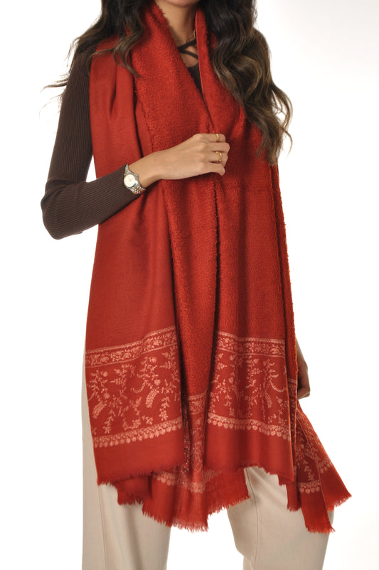 Embroidered Towel Pashmina - Red