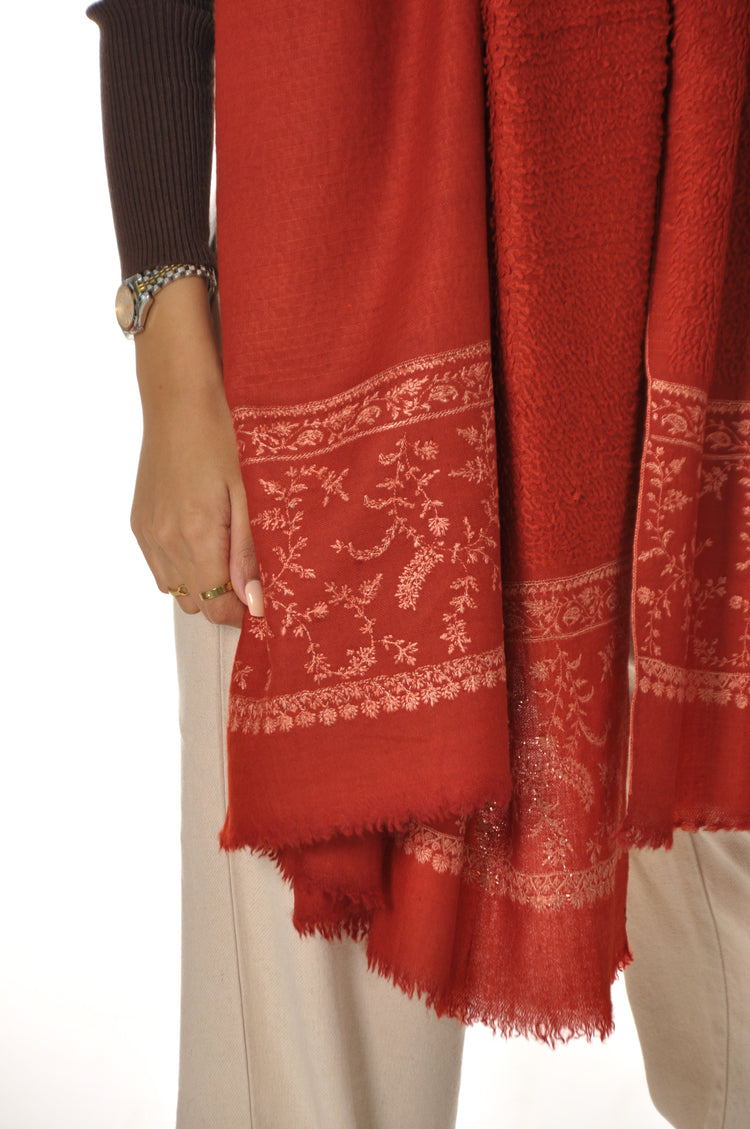 Embroidered Towel Pashmina - Red