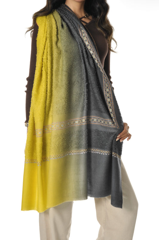 Ombre Towel Pashmina - Grey to Yellow