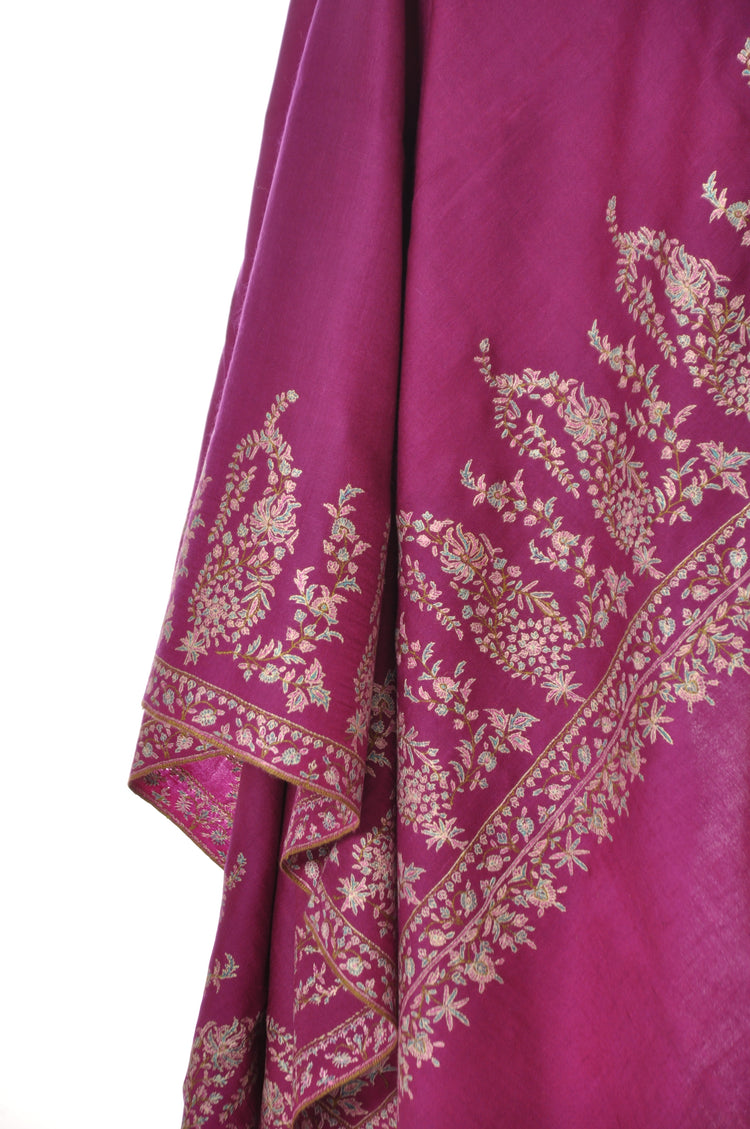 Embroidered Pashmina - Bright Purple