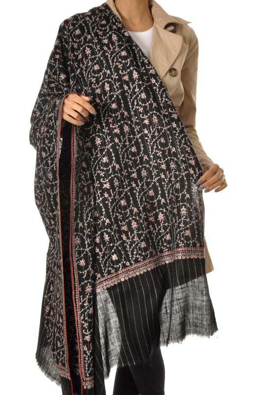 Embroidered Pashmina - Black