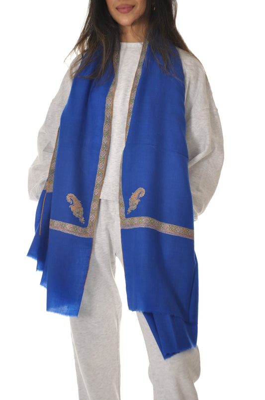 Embroidered Scarf Pashmina - Blue