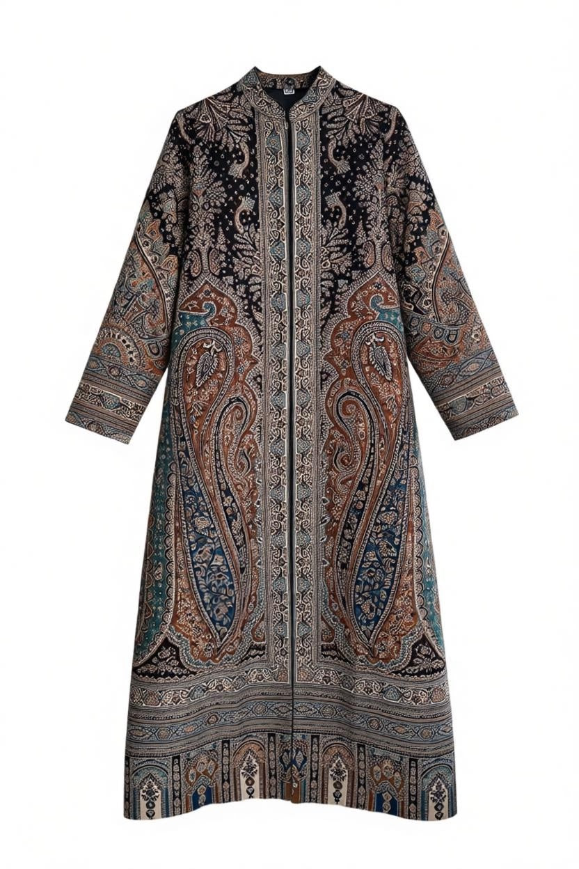 Paisley Jacquard Coat - Black 1
