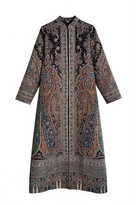 Paisley Jacquard Coat - Black 1