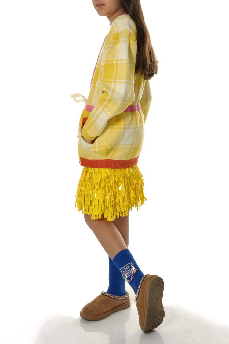 Kids Yellow Long Sequins Skirt