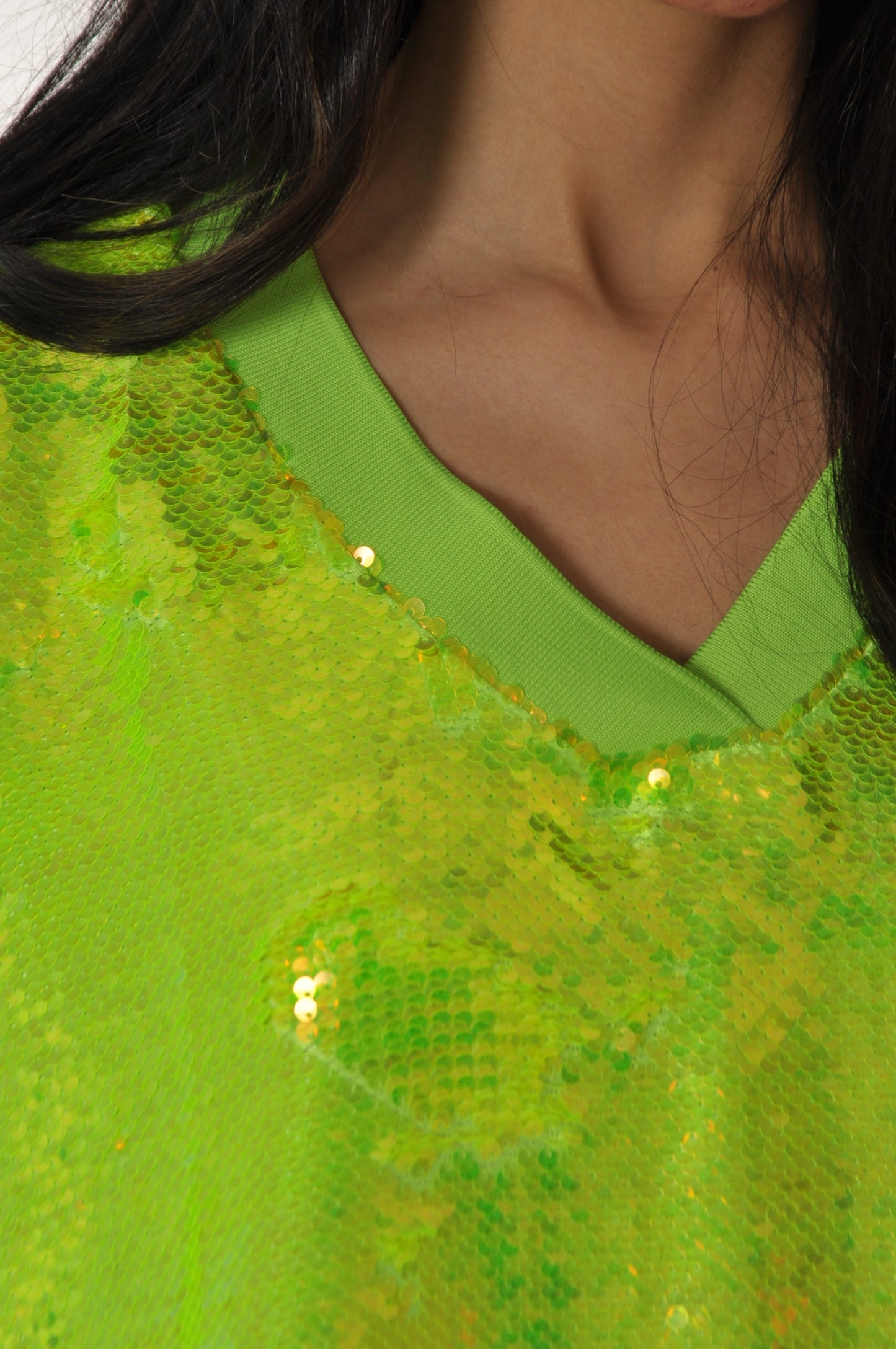 Ladies - Electric Green Sequins Dress