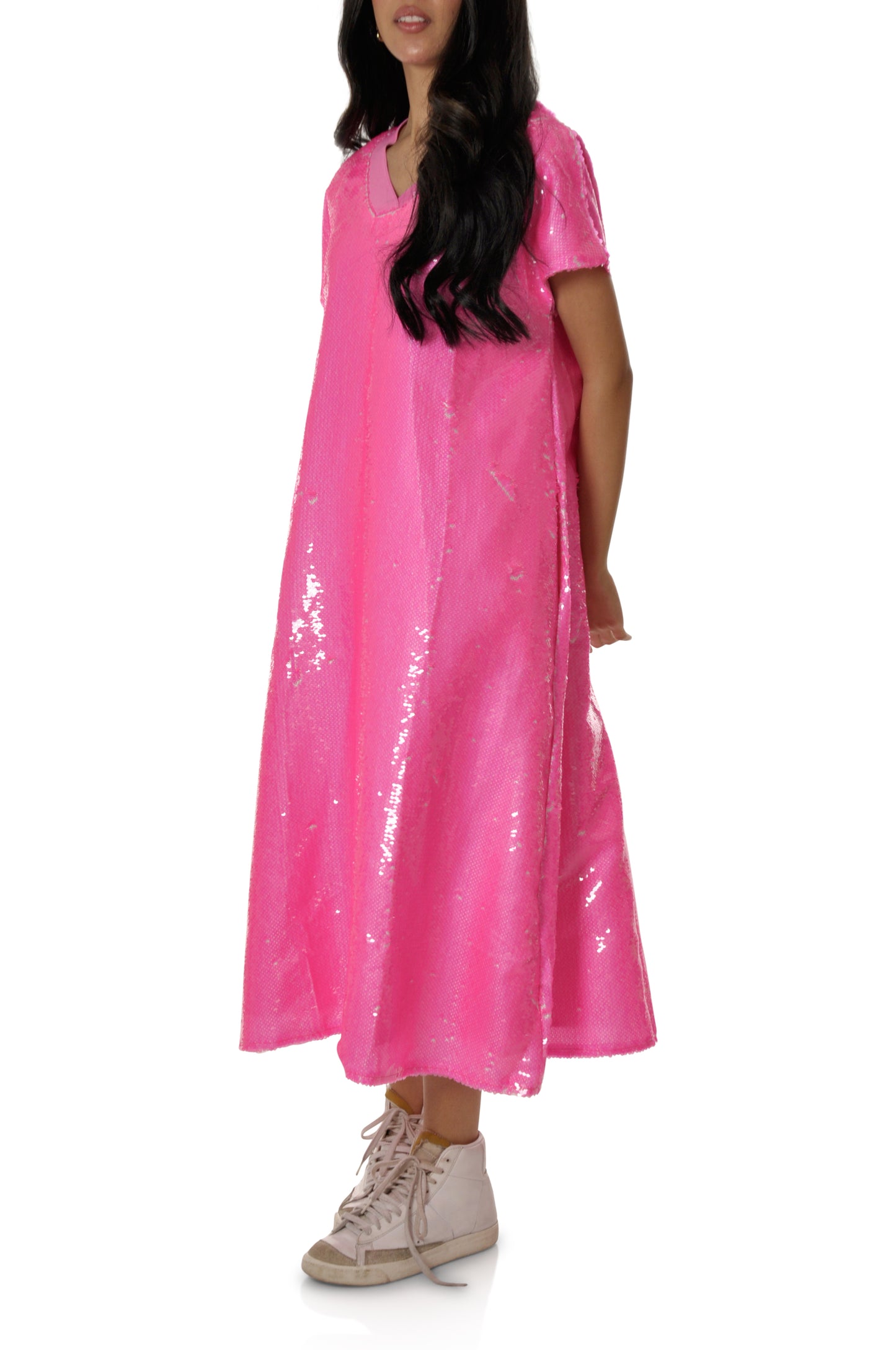 Ladies - Hot Pink Sequins Dress