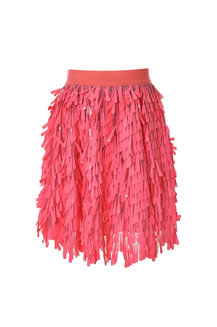 Kids Pink Long Sequins Skirt