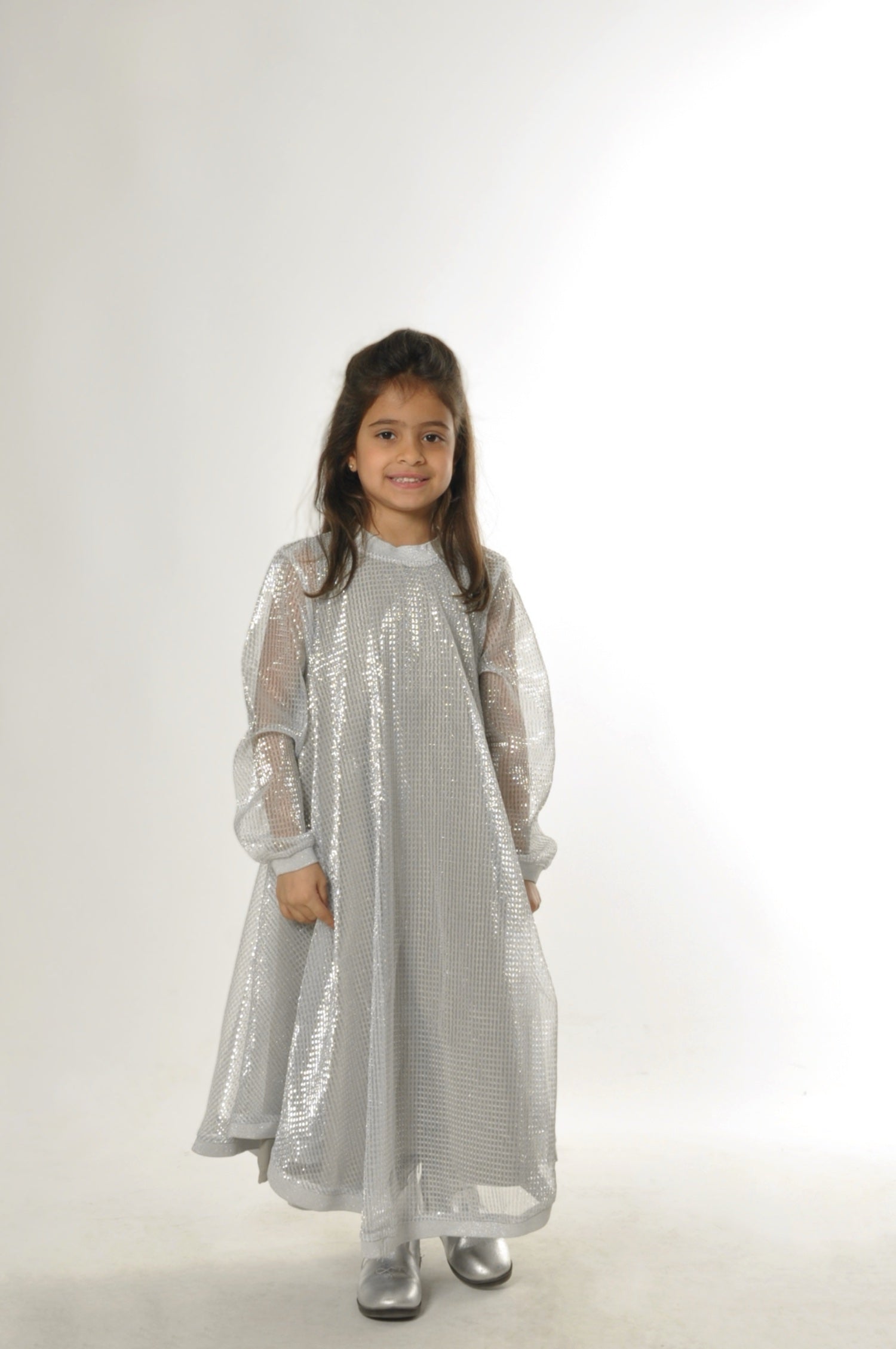 childrens silver dress Backless Silver Sequin Tulle Kids Birthday Party Flower Girl Dress 10T