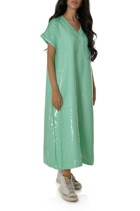 Ladies - Minty Green Sequins Dress