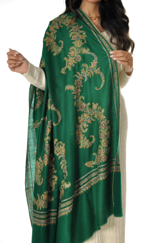 Embroidered Pashmina - Green