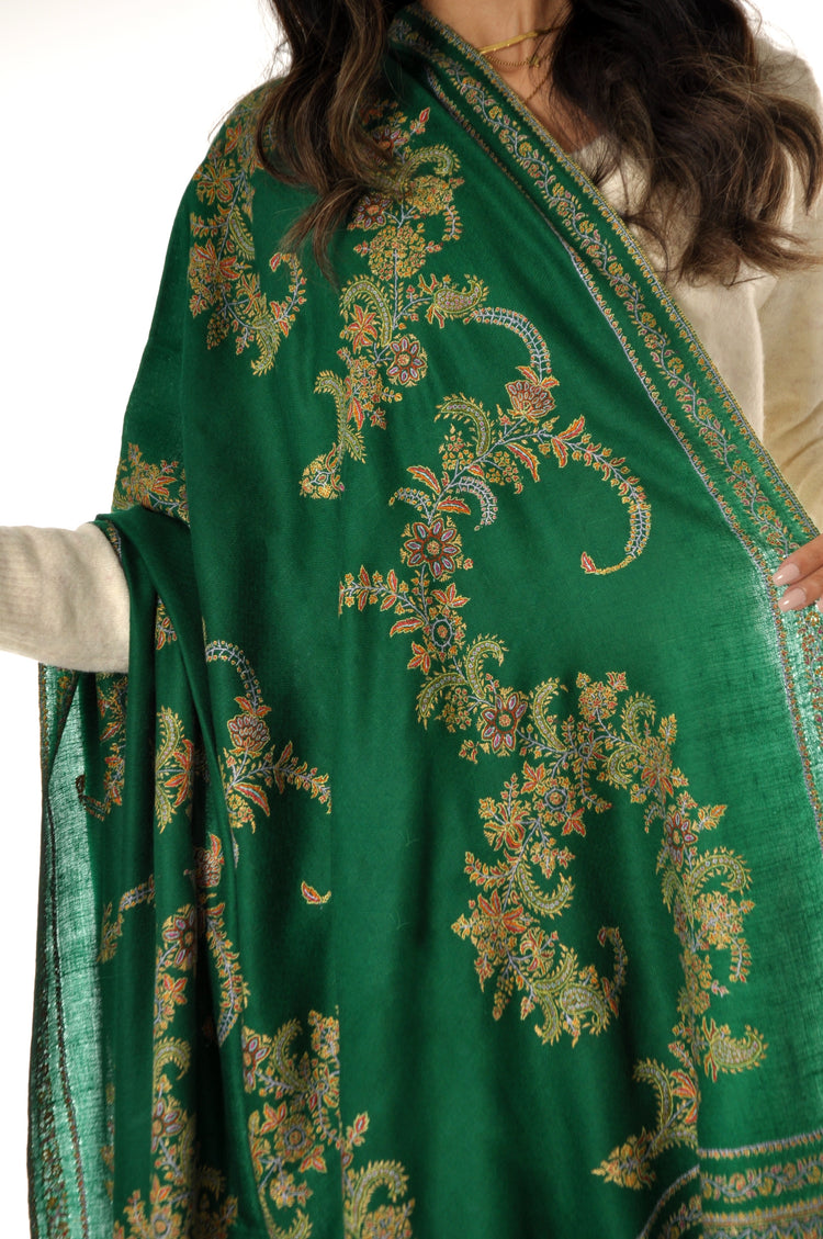 Embroidered Pashmina - Green