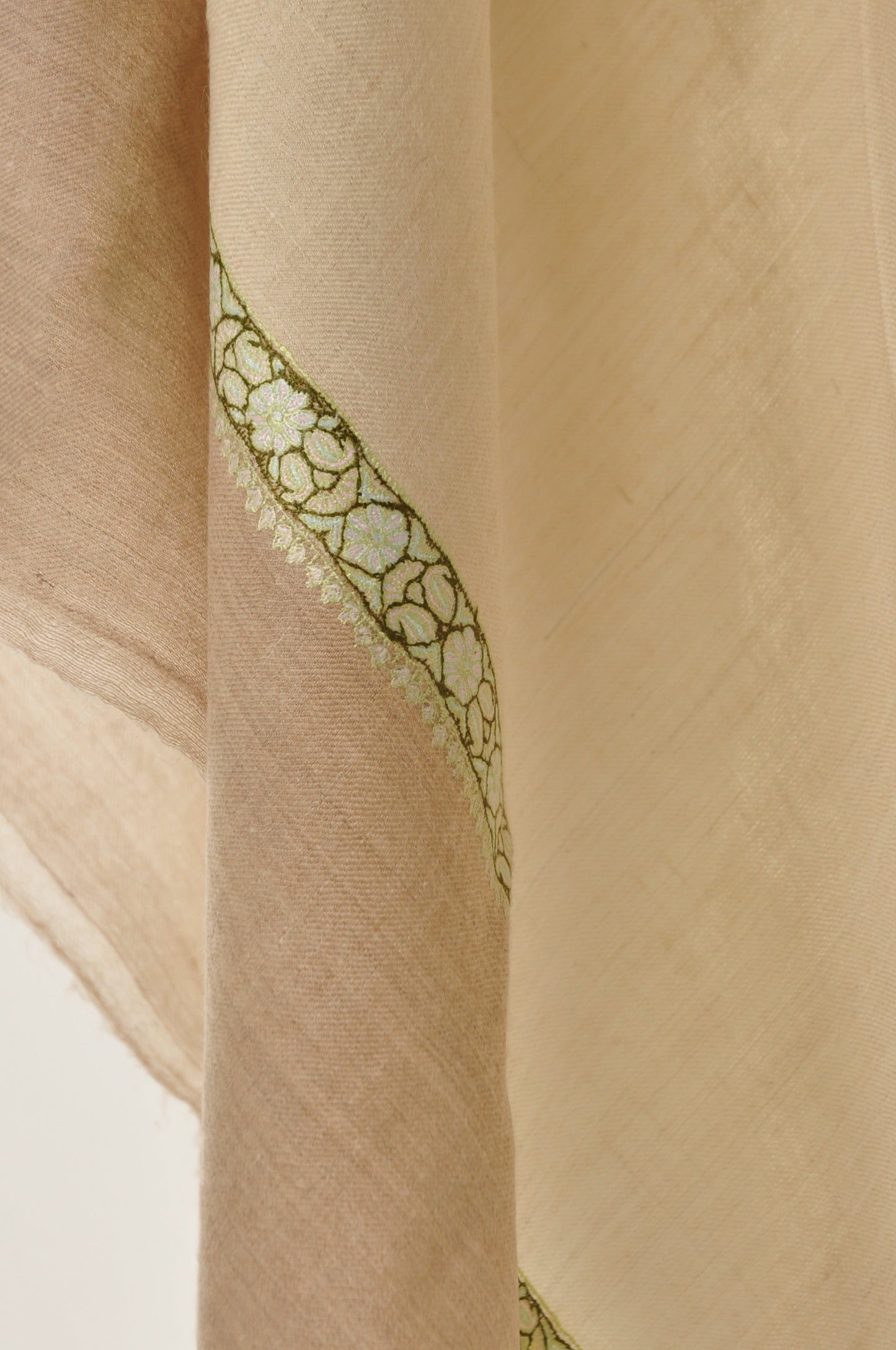 Embroidered Pashmina - Ivory