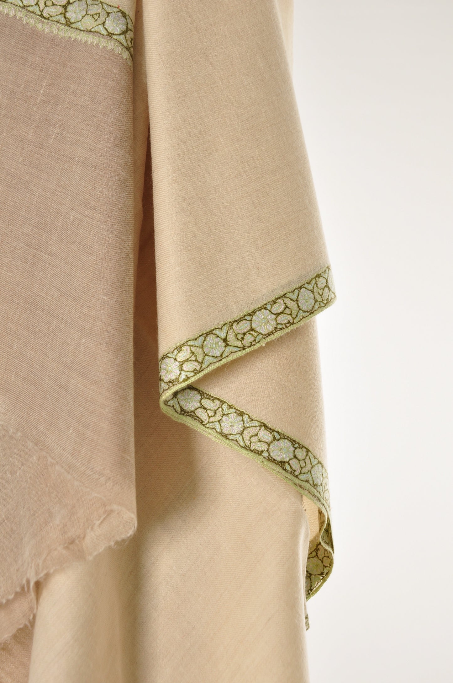Embroidered Pashmina - Ivory