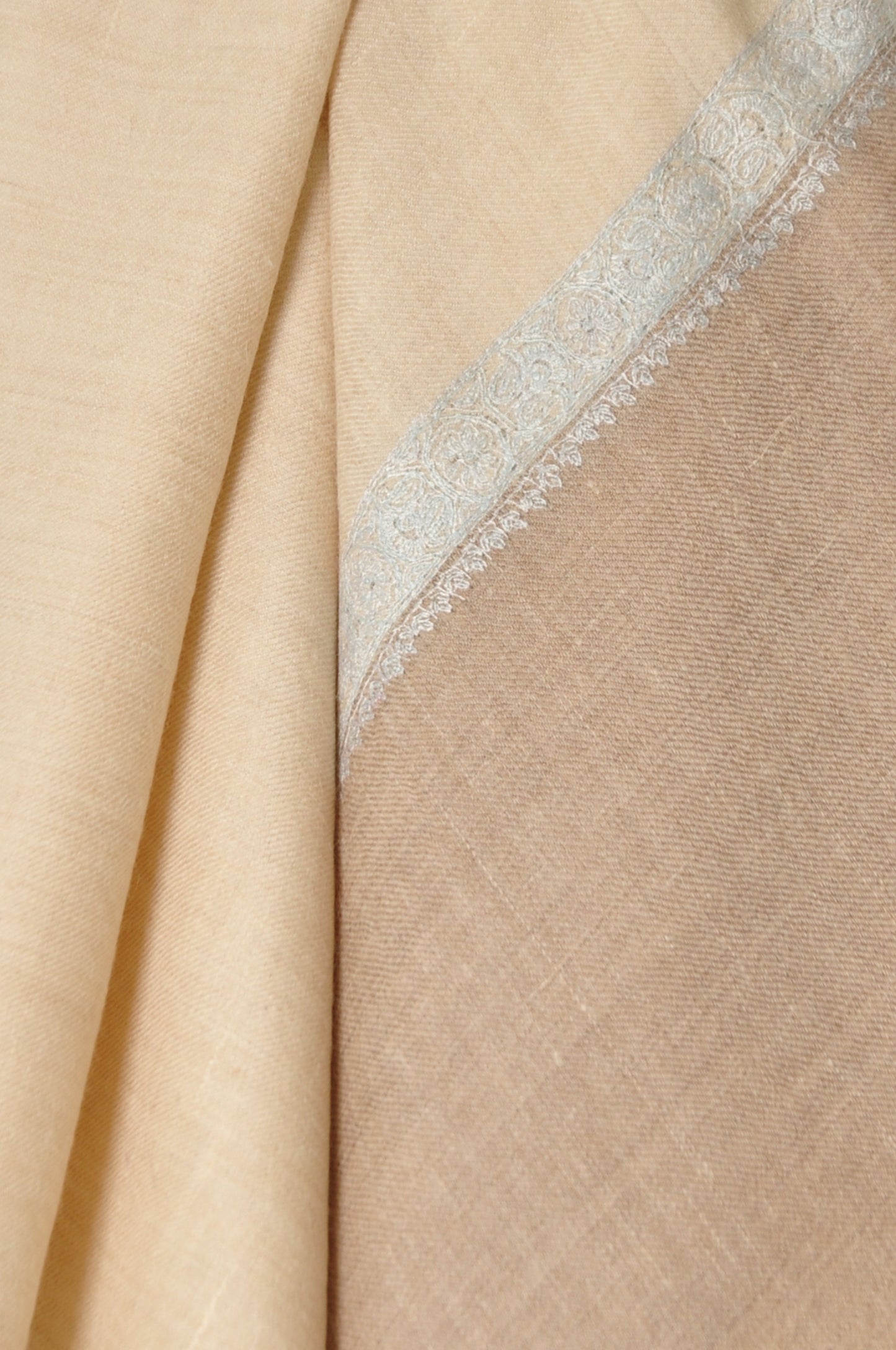 Embroidered Pashmina - Taupe border