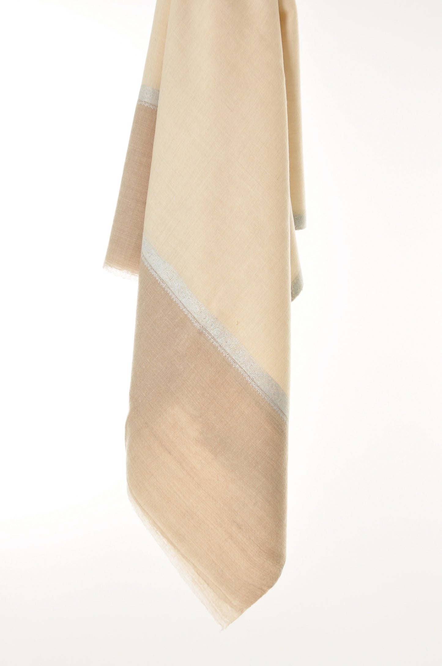 Embroidered Pashmina - Taupe border