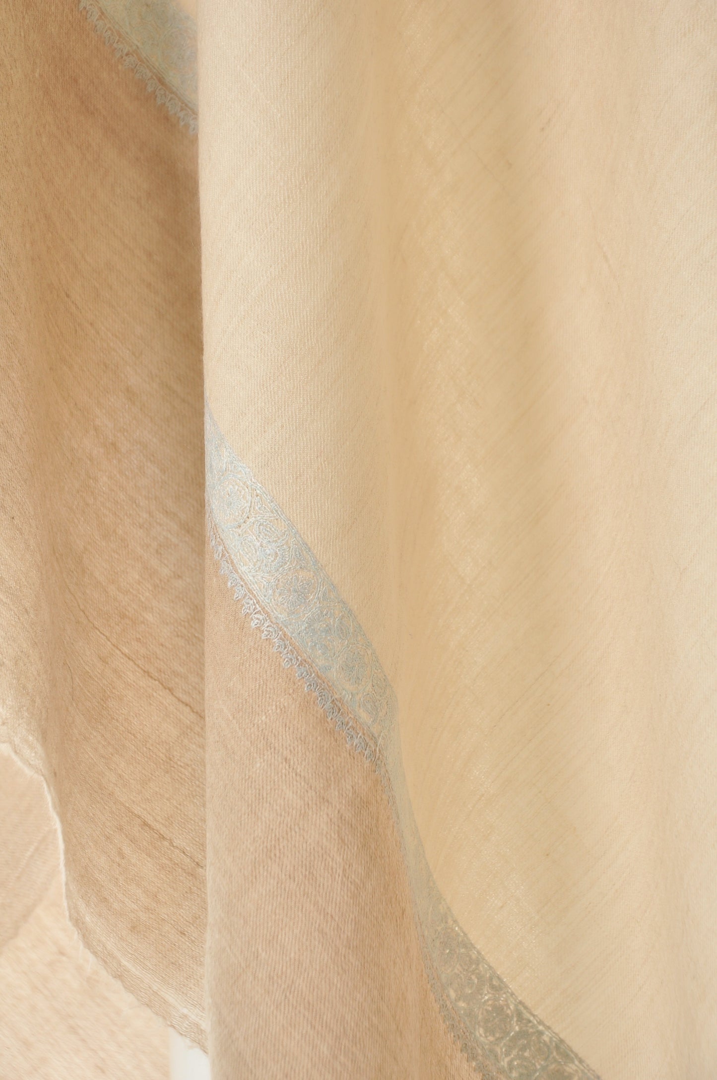 Embroidered Pashmina - Taupe border