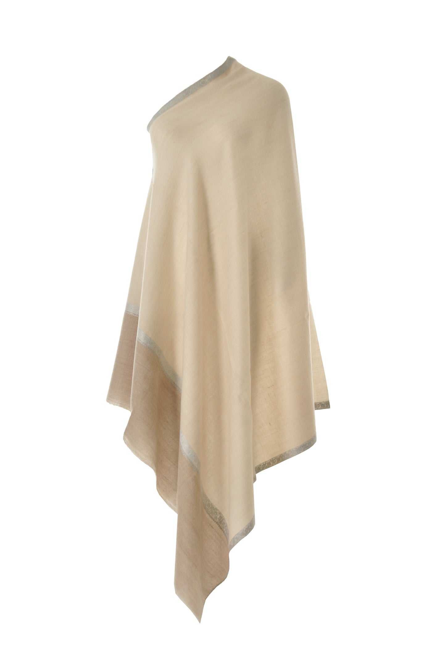 Embroidered Pashmina - Taupe border