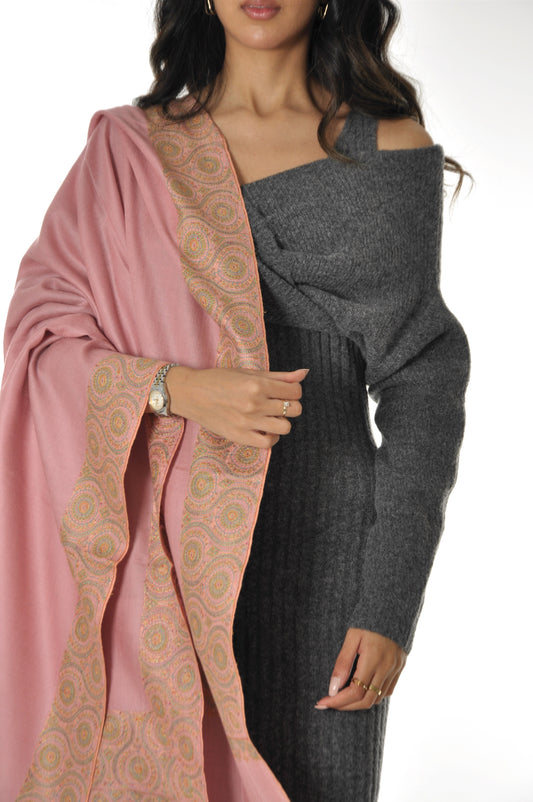 Embroidered Pashmina - Light Pink