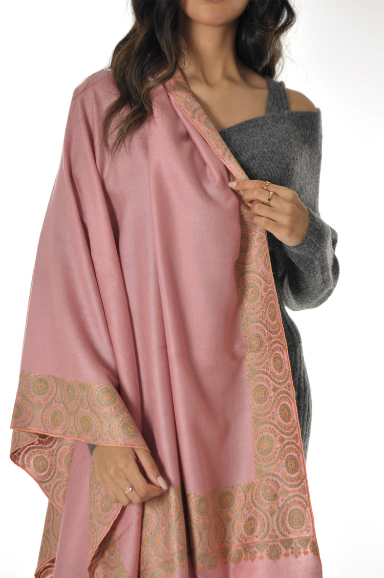 Embroidered Pashmina - Light Pink