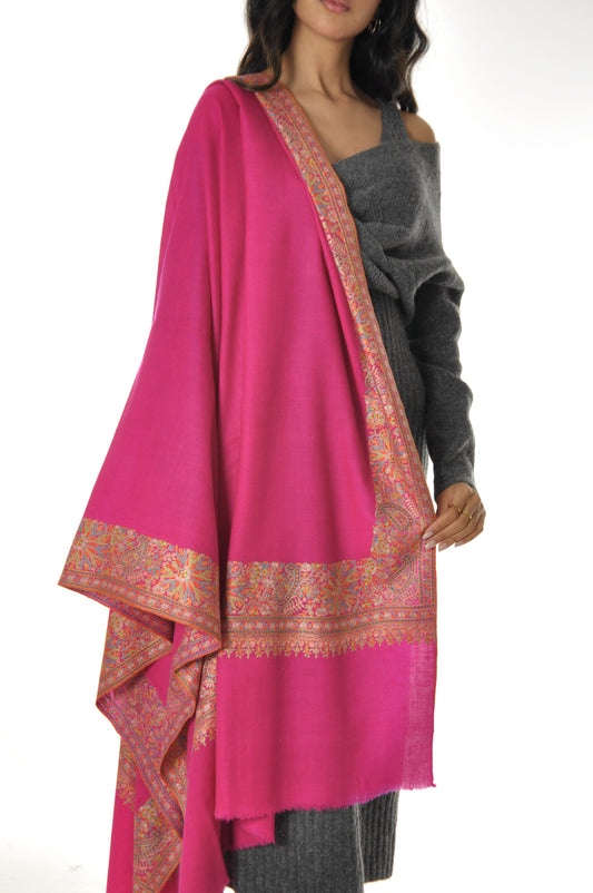 Embroidered Pashmina - Hot Pink