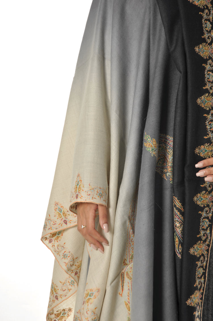 Embroidered Pashmina - Grey Paisley All Over