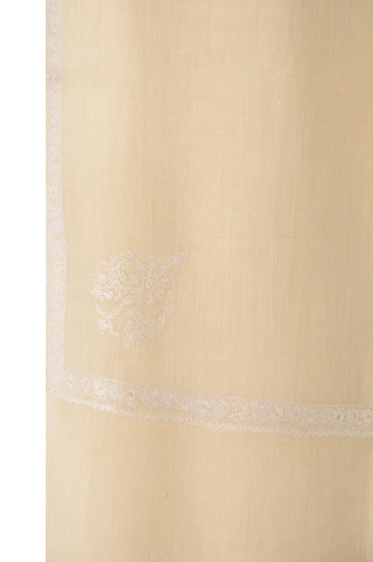 Embroidered Pashmina - Cream