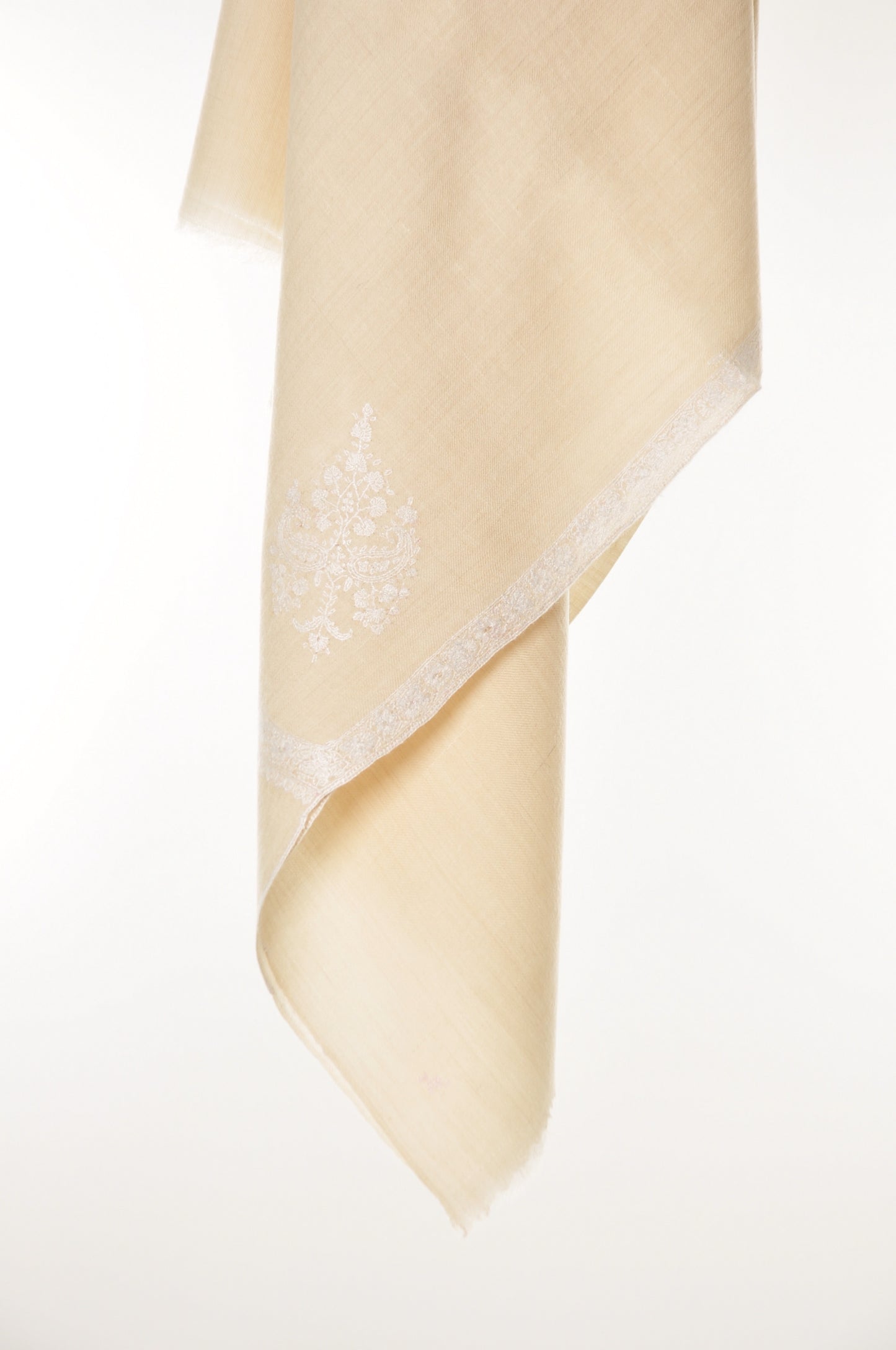Embroidered Pashmina - Cream