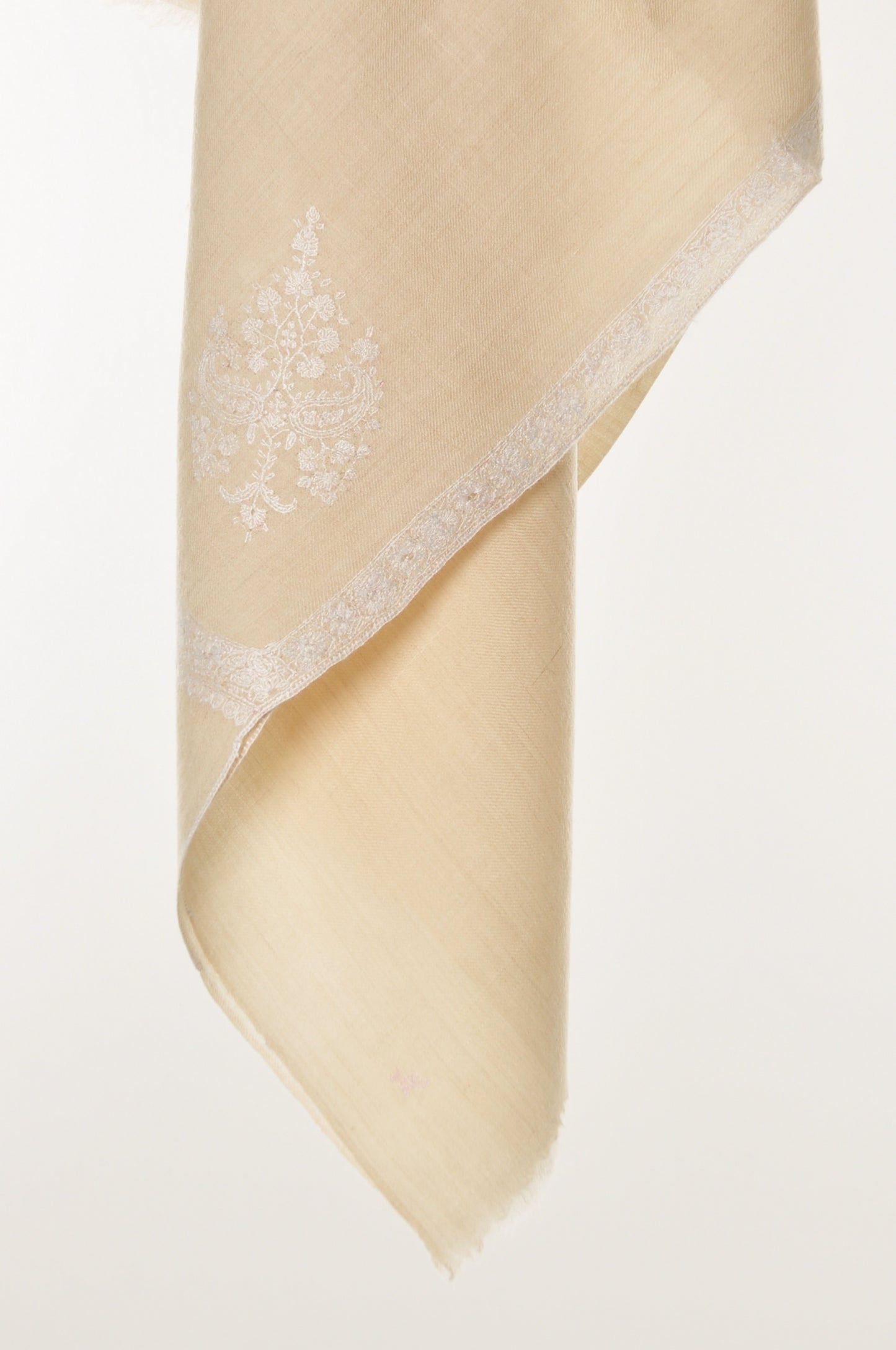 Embroidered Pashmina - Cream