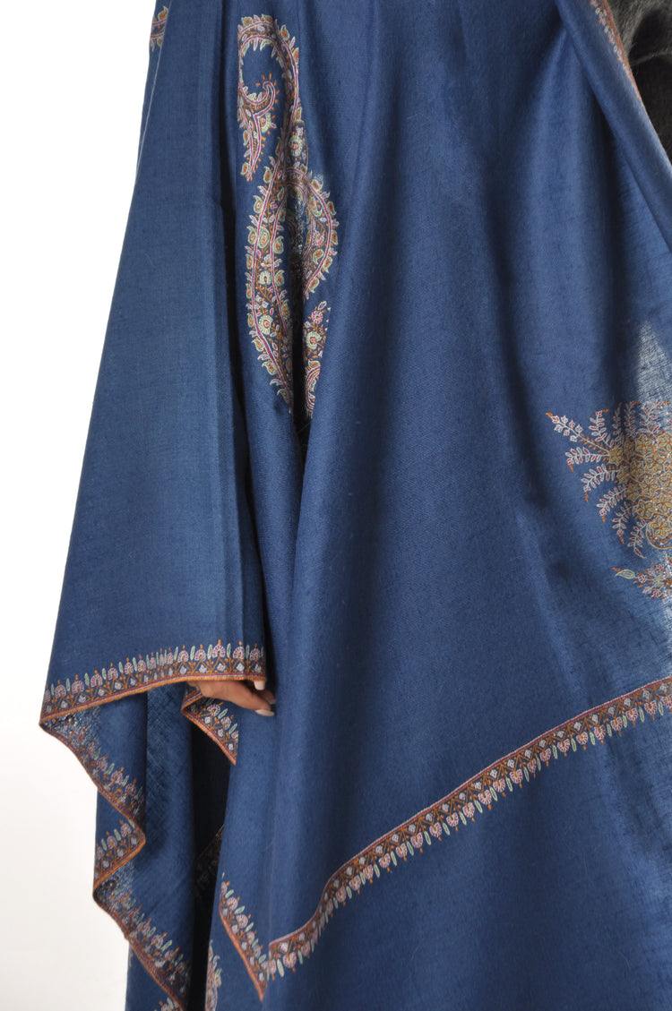 Embroidered Pashmina - Blue