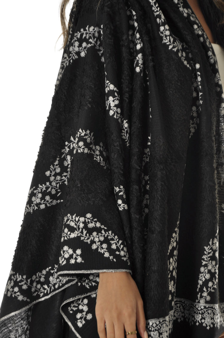 Towel Pashmina with Embroidery - Black