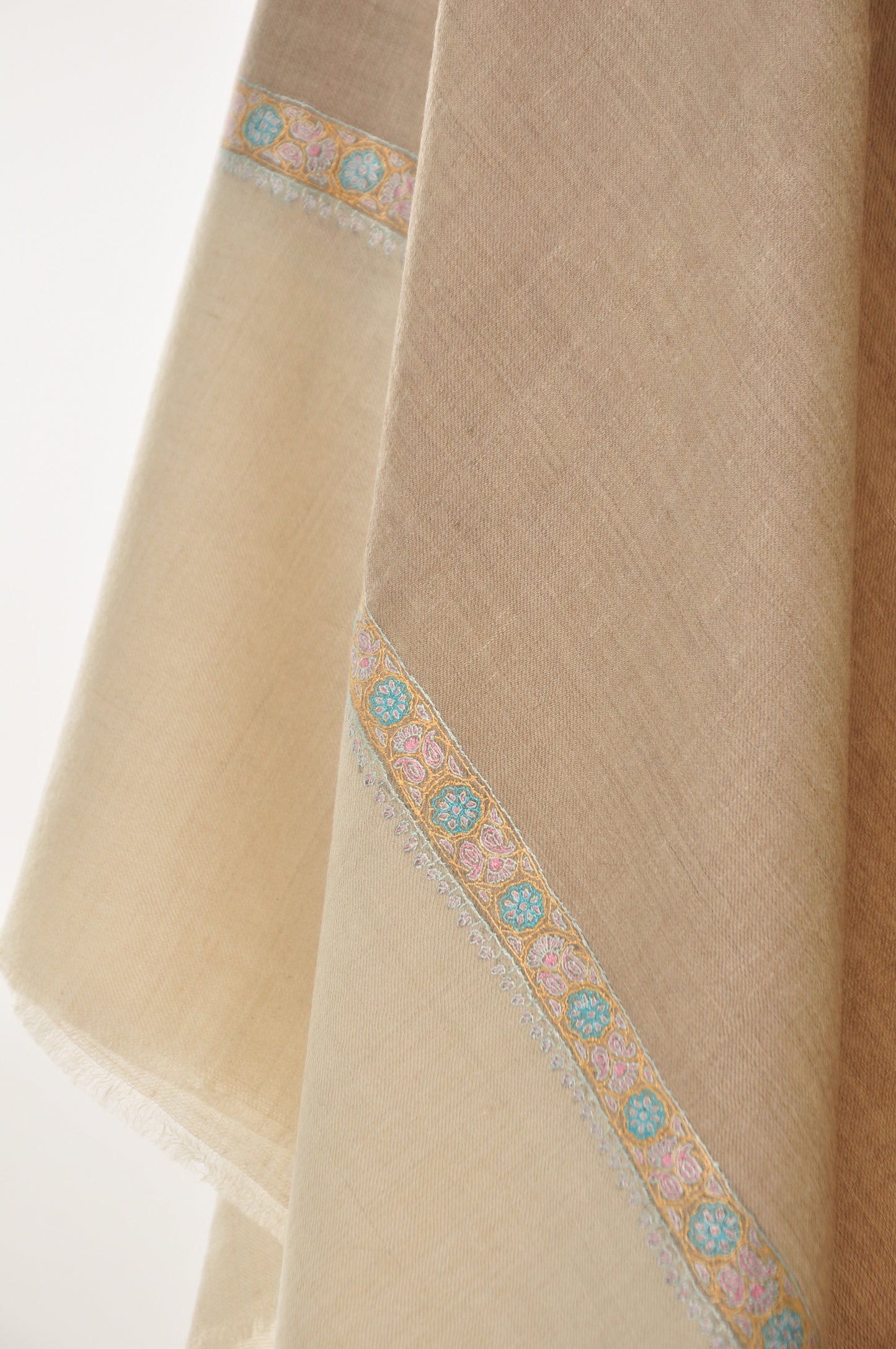 Embroidered Pashmina - Beige