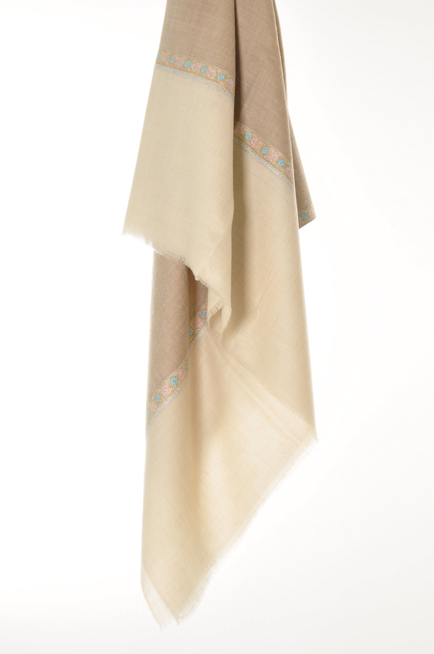 Embroidered Pashmina - Beige