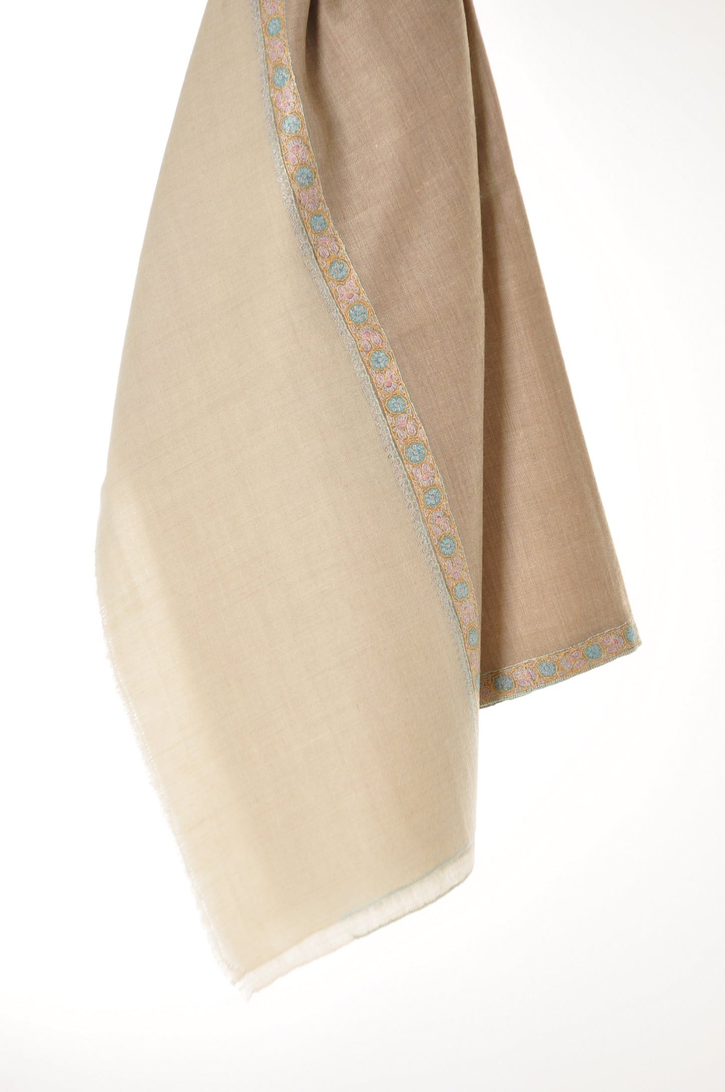Embroidered Pashmina - Beige