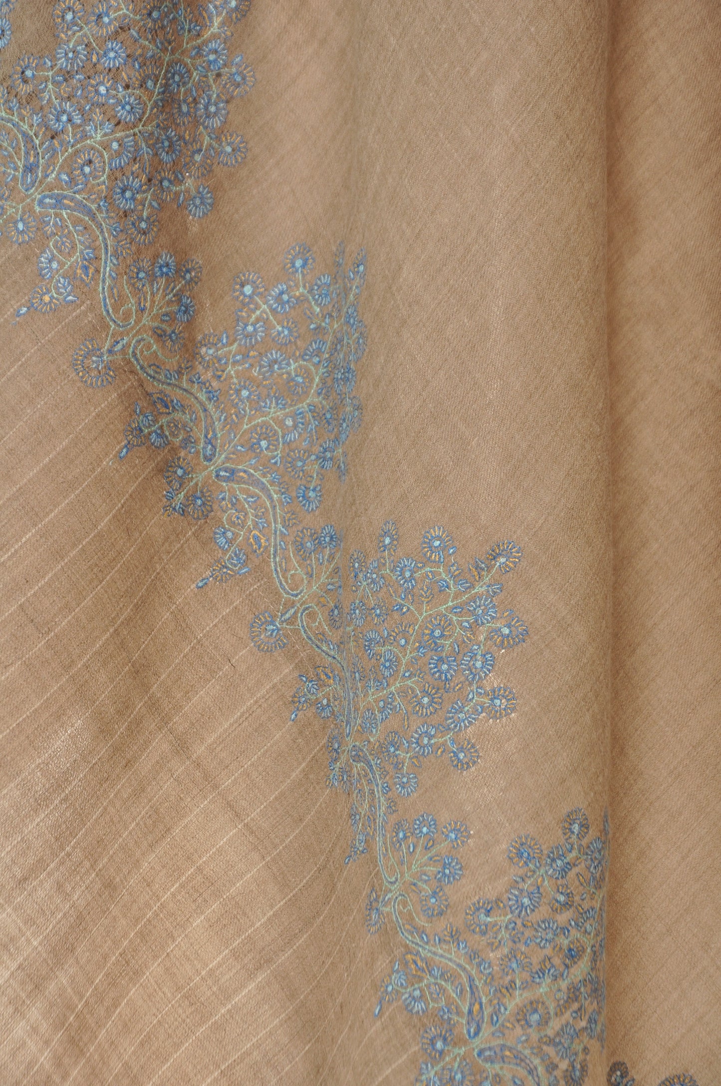 Thin Striped Border Pashmina - Beige & Sky Blue