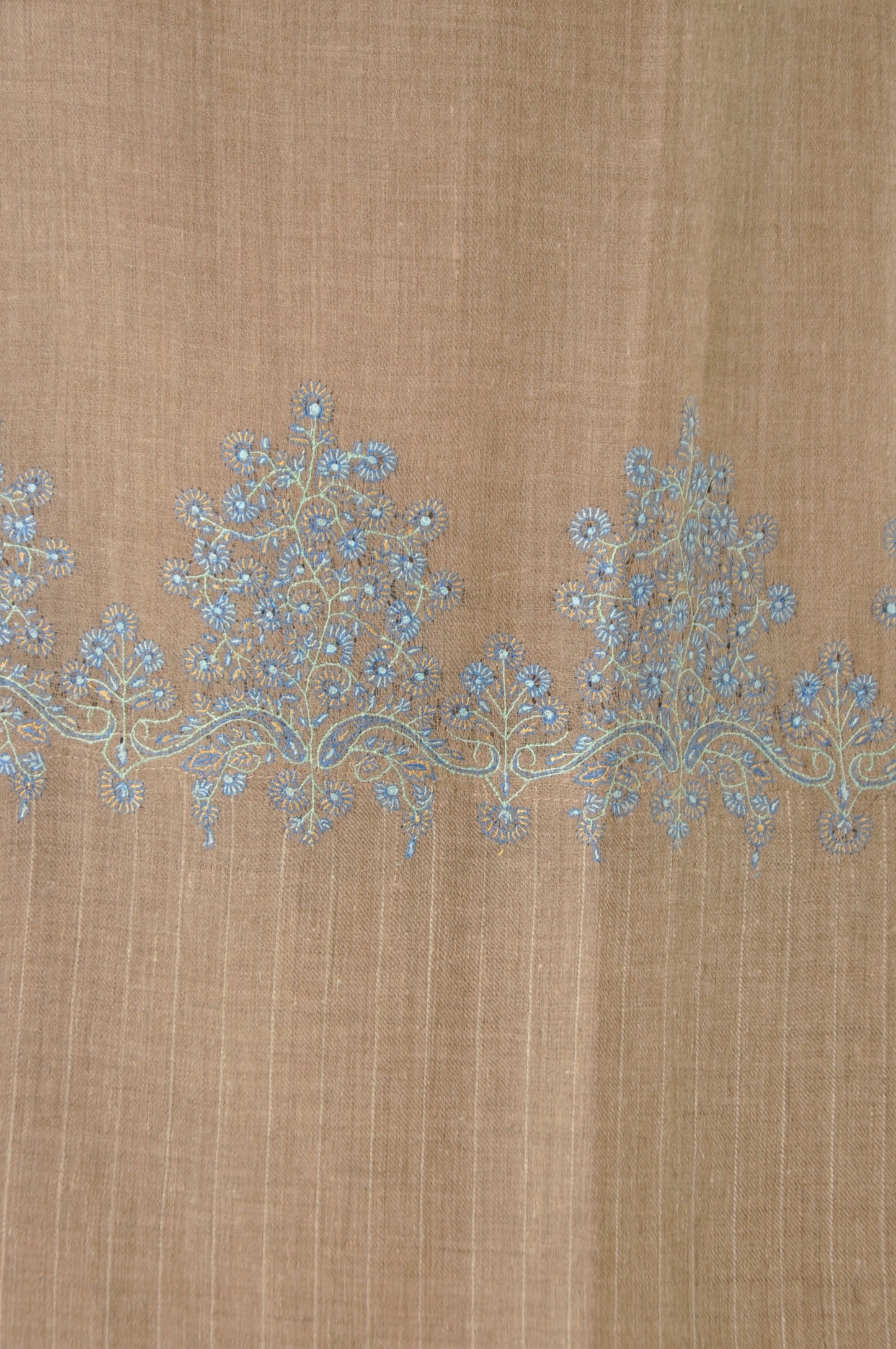 Thin Striped Border Pashmina - Beige & Sky Blue