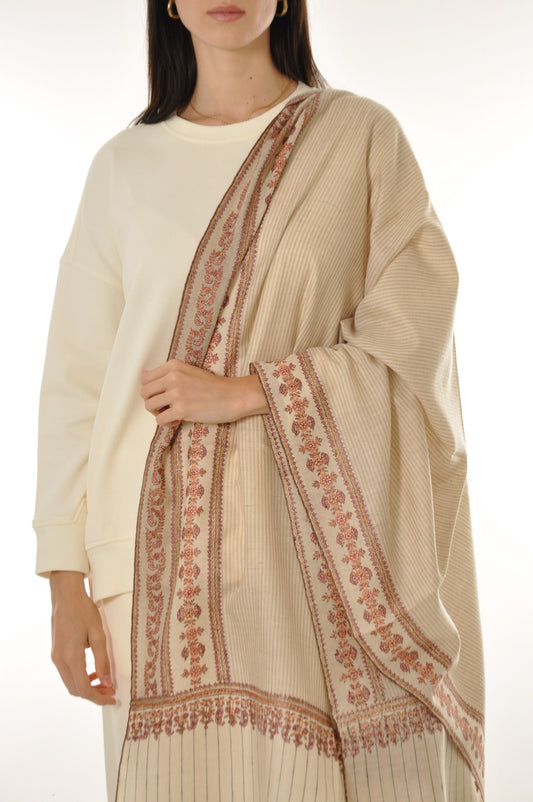 Thin Striped Border Pashmina - Heritage Stripe Pashmina