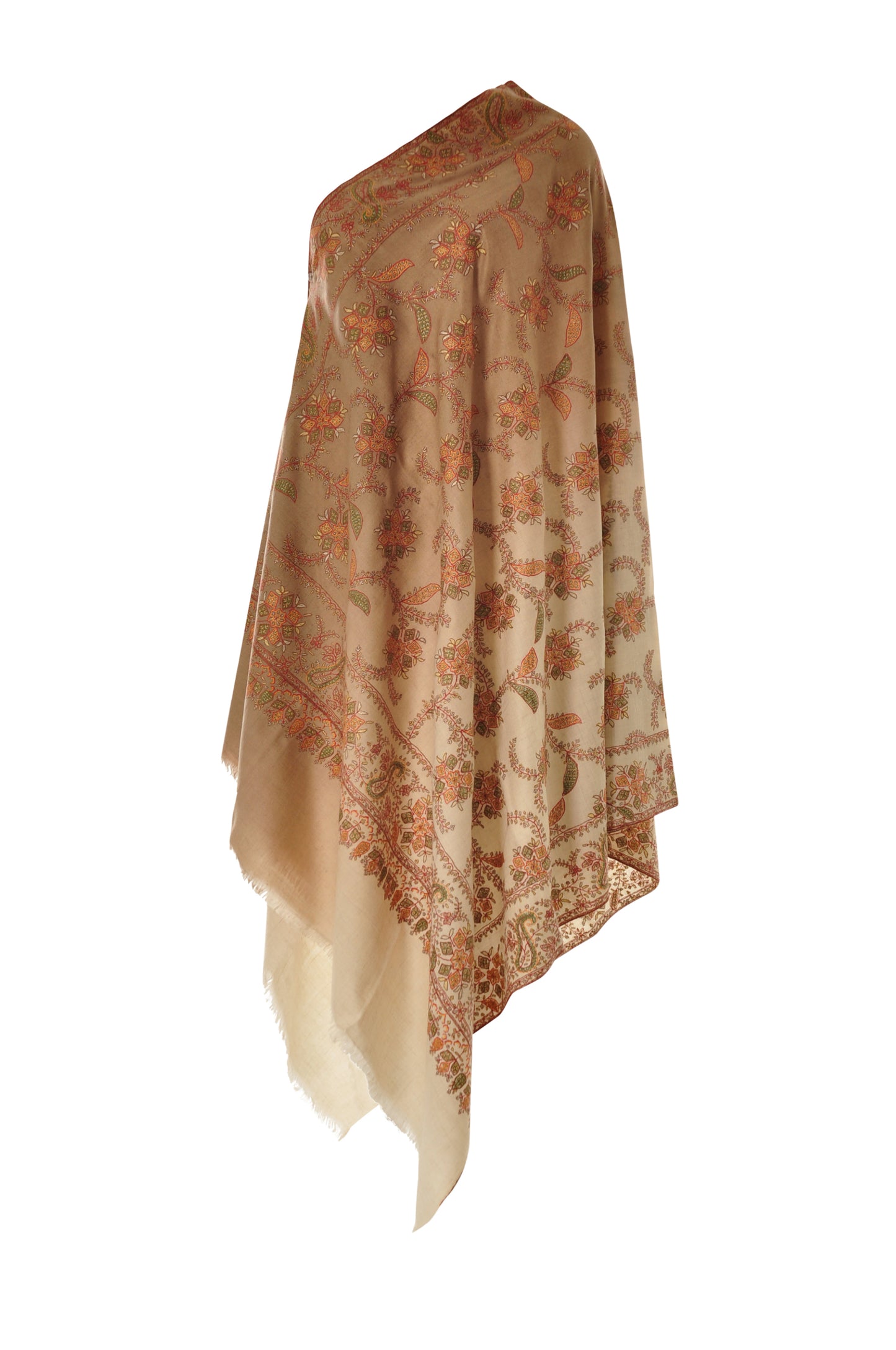 Embroidered Pashmina - Brown Ombre